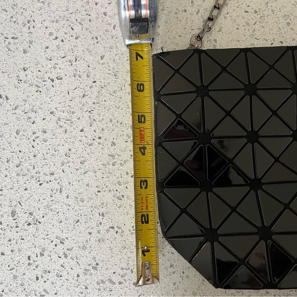 BAOBAO Issey Miyake black patent and gunmetal purse, removable strap.like new! - Picture 3 of 8